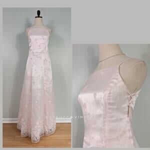 Vintage Morgan Prom Dress Maxi Gown 4 Pink Fairy Princess Floral Coquette 90s